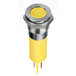 RS PRO Yellow Panel Mount Indicator, 220V ac, 12mm Mounting Hole Size, Faston, Solder Lug Termination, IP67