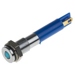 RS PRO Blue Panel Mount Indicator, 12V dc, 6mm Mounting Hole Size, Solder Tab Termination, IP67