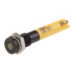 RS PRO Yellow Panel Mount Indicator, 12V dc, 6mm Mounting Hole Size, Solder Tab Termination, IP67