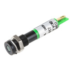 RS PRO Green Panel Mount Indicator, 24V dc, 6mm Mounting Hole Size, Solder Tab Termination, IP67