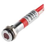 RS PRO Red Panel Mount Indicator, 12V dc, 8mm Mounting Hole Size, Solder Tab Termination, IP67