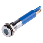 RS PRO Blue Panel Mount Indicator, 12V dc, 8mm Mounting Hole Size, Solder Tab Termination, IP67