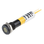 RS PRO Yellow Panel Mount Indicator, 24V dc, 8mm Mounting Hole Size, Solder Tab Termination, IP67