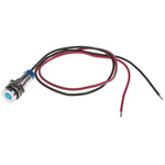 RS PRO Blue Panel Mount Indicator, 2V dc, 6mm Mounting Hole Size, Lead Wires Termination, IP67