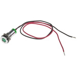 RS PRO Green Panel Mount Indicator, 2V dc, 8mm Mounting Hole Size, Lead Wires Termination, IP67