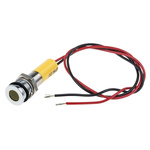 RS PRO Yellow Panel Mount Indicator, 220V ac, 8mm Mounting Hole Size, Lead Wires Termination, IP67