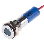 RS PRO Blue Panel Mount Indicator, 220V ac, 8mm Mounting Hole Size, Lead Wires Termination, IP67