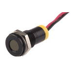 RS PRO Yellow Panel Mount Indicator, 2V dc, 8mm Mounting Hole Size, Lead Wires Termination, IP67