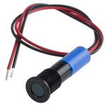 RS PRO Blue Panel Mount Indicator, 220V ac, 8mm Mounting Hole Size, Lead Wires Termination, IP67