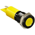 RS PRO Yellow Panel Mount Indicator, 12V dc, 14mm Mounting Hole Size, Solder Tab Termination, IP67
