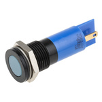 RS PRO Blue Panel Mount Indicator, 12V dc, 14mm Mounting Hole Size, Solder Tab Termination, IP67