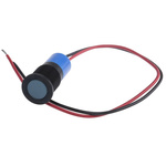 RS PRO Blue Panel Mount Indicator, 12V dc, 14mm Mounting Hole Size, Lead Wires Termination, IP67