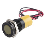 RS PRO Yellow Panel Mount Indicator, 24V dc, 14mm Mounting Hole Size, Lead Wires Termination, IP67