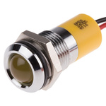 RS PRO Yellow Panel Mount Indicator, 24V dc, 14mm Mounting Hole Size, Lead Wires Termination, IP67