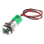 RS PRO Green Panel Mount Indicator, 24V dc, 14mm Mounting Hole Size, Lead Wires Termination, IP67