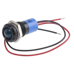 RS PRO Blue Panel Mount Indicator, 12V dc, 14mm Mounting Hole Size, Lead Wires Termination, IP67