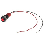RS PRO Red Panel Mount Indicator, 24V dc, 14mm Mounting Hole Size, Lead Wires Termination, IP67