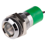 RS PRO Green Panel Mount Indicator, 110V ac, 14mm Mounting Hole Size, Lead Wires Termination, IP67