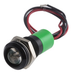 RS PRO Green Panel Mount Indicator, 110V ac, 14mm Mounting Hole Size, Lead Wires Termination, IP67