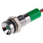 RS PRO Green Panel Mount Indicator, 24V dc, 6mm Mounting Hole Size, Lead Wires Termination, IP67