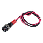 RS PRO Red Panel Mount Indicator, 12V dc, 6mm Mounting Hole Size, Lead Wires Termination, IP67