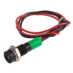RS PRO Green Panel Mount Indicator, 12V dc, 6mm Mounting Hole Size, Lead Wires Termination, IP67