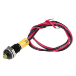 RS PRO Yellow Panel Mount Indicator, 24V dc, 6mm Mounting Hole Size, Lead Wires Termination, IP67
