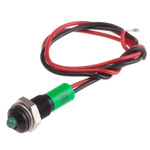 RS PRO Green Panel Mount Indicator, 24V dc, 6mm Mounting Hole Size, Lead Wires Termination, IP67