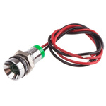 RS PRO Green Panel Mount Indicator, 2V dc, 8mm Mounting Hole Size, Lead Wires Termination, IP67