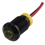 RS PRO Yellow Panel Mount Indicator, 2V dc, 8mm Mounting Hole Size, Lead Wires Termination, IP67