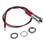 RS PRO Red Panel Mount Indicator, 24V dc, 8mm Mounting Hole Size, Lead Wires Termination, IP67