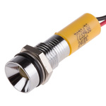 RS PRO Yellow Panel Mount Indicator, 24V dc, 8mm Mounting Hole Size, Lead Wires Termination, IP67