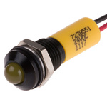 RS PRO Yellow Panel Mount Indicator, 24V dc, 8mm Mounting Hole Size, Lead Wires Termination, IP67