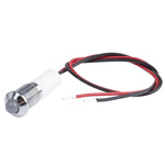 RS PRO White Panel Mount Indicator, 110V ac, 8mm Mounting Hole Size, Lead Wires Termination, IP67