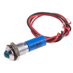 RS PRO Blue Panel Mount Indicator, 220V ac, 8mm Mounting Hole Size, Lead Wires Termination, IP67