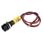 RS PRO Yellow Panel Mount Indicator, 220V ac, 8mm Mounting Hole Size, Lead Wires Termination, IP67