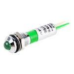 RS PRO Green Panel Mount Indicator, 24V dc, 8mm Mounting Hole Size, Faston, Solder Lug Termination, IP67