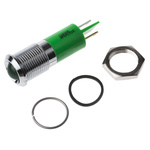 RS PRO Green Panel Mount Indicator, 110V ac, 14mm Mounting Hole Size, Faston, Solder Lug Termination, IP67