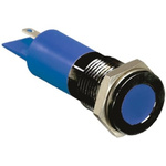 RS PRO Blue Panel Mount Indicator, 110V ac, 14mm Mounting Hole Size, Faston, Solder Lug Termination, IP67