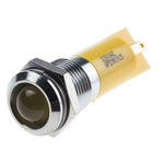 RS PRO Yellow Panel Mount Indicator, 220V ac, 14mm Mounting Hole Size, Faston, Solder Lug Termination, IP67