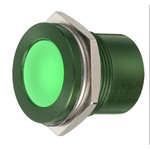 RS PRO Green Panel Mount Indicator, 28V, 22mm Mounting Hole Size, Faston, Solder Lug Termination, IP67