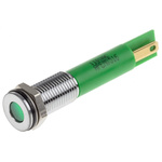 RS PRO Green Panel Mount Indicator, 110V ac, 8mm Mounting Hole Size, Faston, Solder Lug Termination, IP67