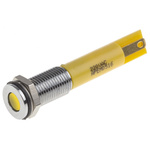 RS PRO Yellow Panel Mount Indicator, 110V ac, 8mm Mounting Hole Size, Faston, Solder Lug Termination, IP67