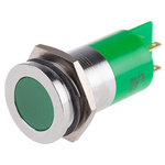 RS PRO Green Panel Mount Indicator, 22mm Mounting Hole Size, Solder Tab Termination
