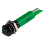 RS PRO Green Panel Mount Indicator, 12V ac, 8mm Mounting Hole Size, Solder Tab Termination