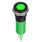 RS PRO Green Panel Mount Indicator, 12V dc, 12mm Mounting Hole Size, Faston, Solder Lug Termination, IP67