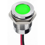 RS PRO Green Panel Mount Indicator, 1.8 → 3.3V dc, 14mm Mounting Hole Size, Lead Wires Termination, IP67
