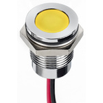 RS PRO Yellow Panel Mount Indicator, 24V dc, 14mm Mounting Hole Size, Lead Wires Termination, IP67