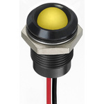 RS PRO Yellow Panel Mount Indicator, 1.8 → 3.3V dc, 14mm Mounting Hole Size, Lead Wires Termination, IP67