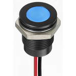 RS PRO Blue Panel Mount Indicator, 12V dc, 14mm Mounting Hole Size, Lead Wires Termination, IP67